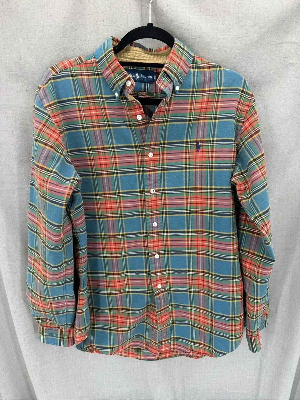 Ralph Lauren Mens Pony Shirt Plaid Pattern Long Sleeve Button down Sz medium